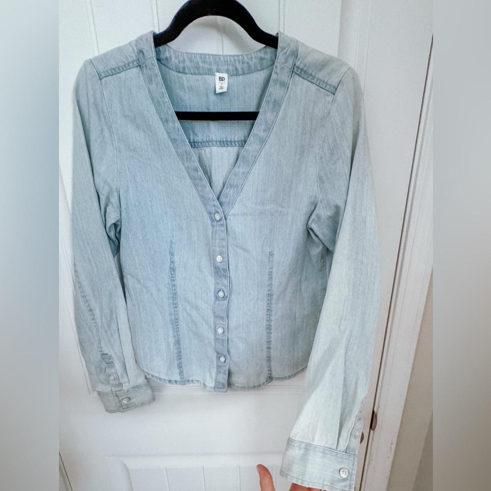 BP Light Denim Button-Down Shirt - Picture 3 of 6